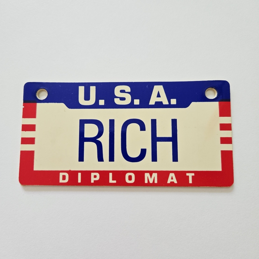 USA DIPLOMAT RICH License Plate Style Souvenir Fridge Office Magnet 3"x4"